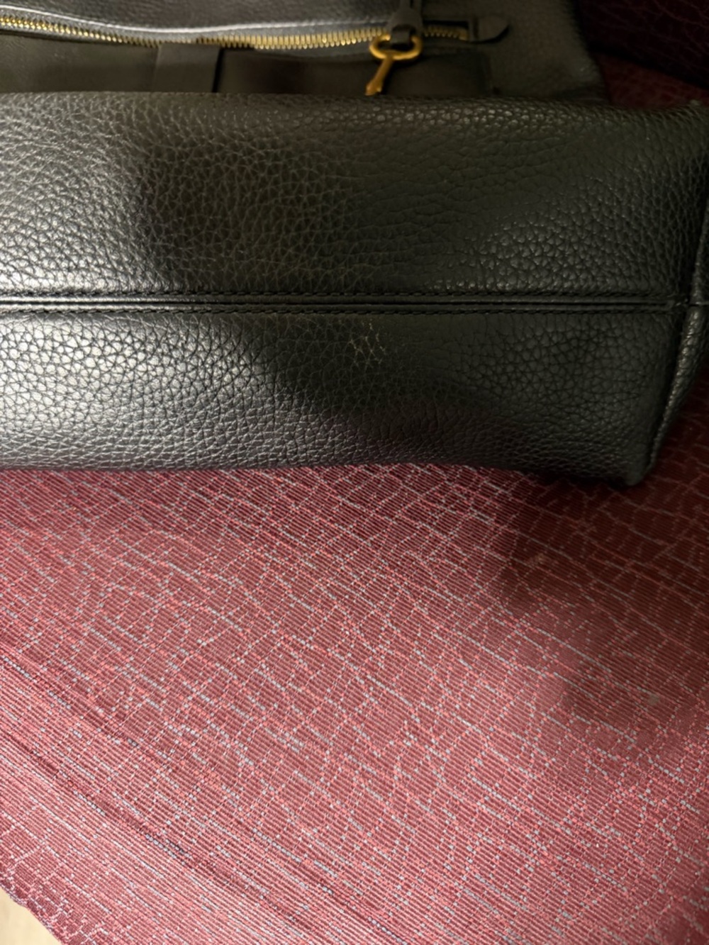 Fossil Black Leather 1 main Compartment and 3 zippered Tote with Key Charm - Picture 12 of 14